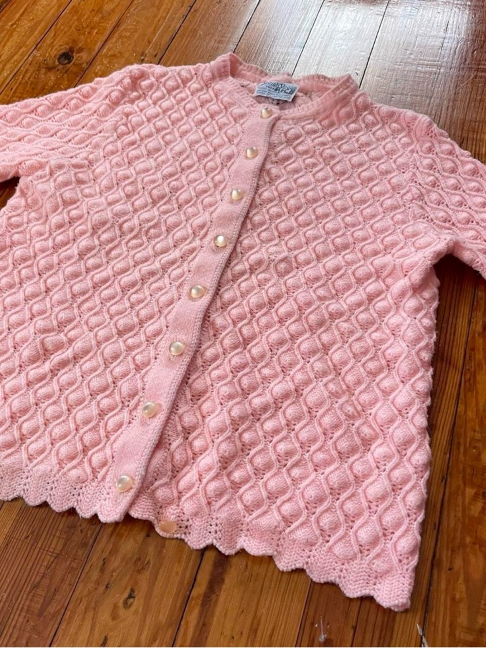 Vintage Pink Bubble Knit Cardigan